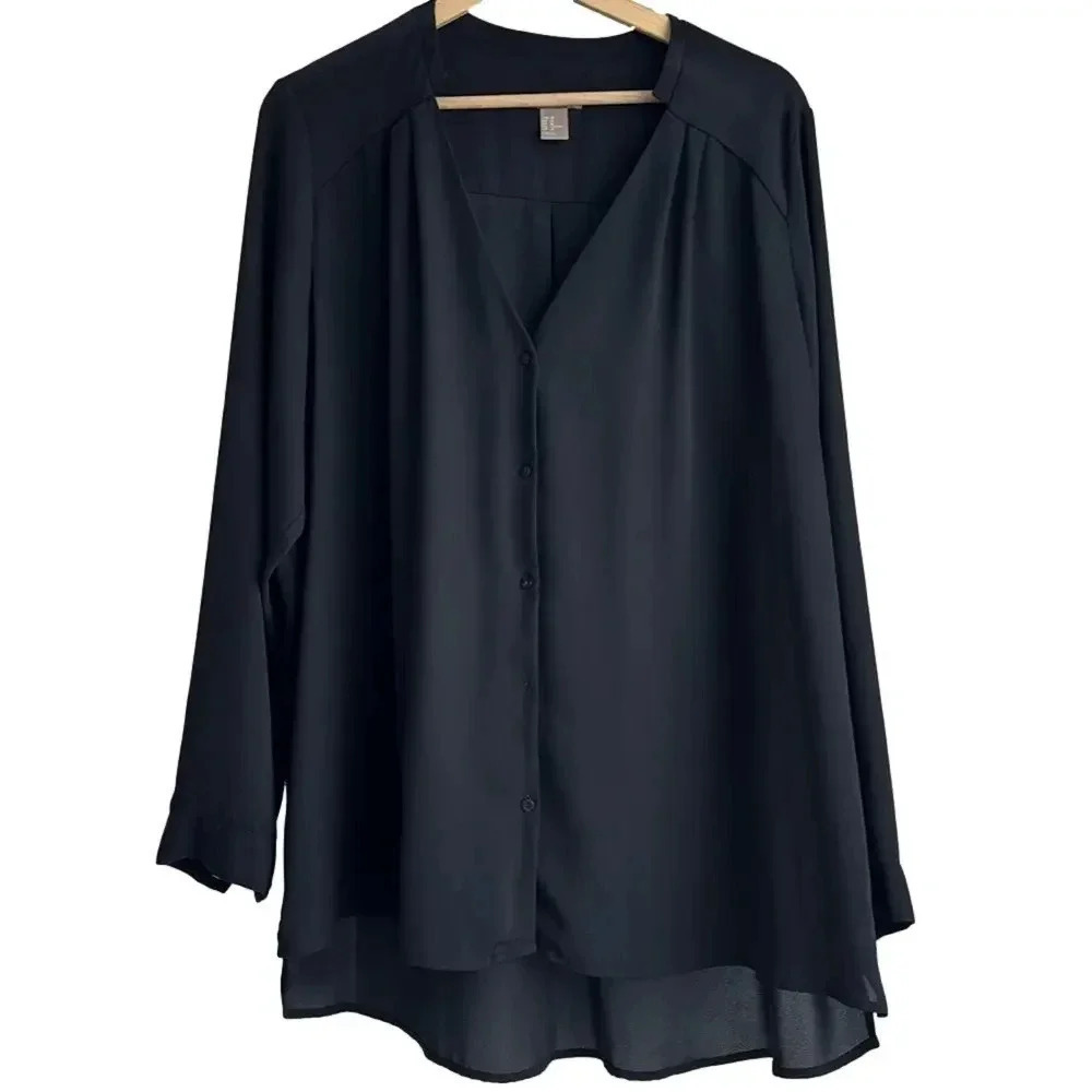 Black V-Neck Blouse